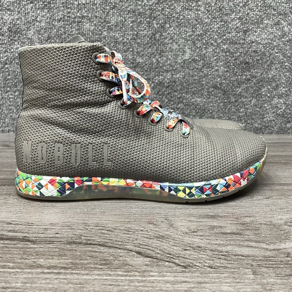 Nobull High Top Outwork Trainers Shoes Sneakers Kaleidoscope Gray Womens 9.5